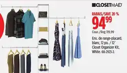 Canadian Tire Closetmaid 12˝ Closet Organizer Kit, White offer
