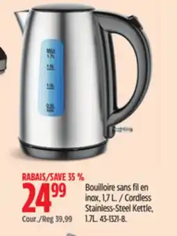 Canadian Tire Master Chef Cordless Stainless-Steel Kettle offer