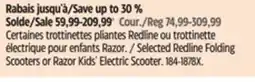 Canadian Tire Selected Redline Folding Scooters or Razor Kids' Electric Scooter offer