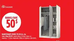 Canadian Tire Sauder 3-Door Wardrobe, White or Espresso offer