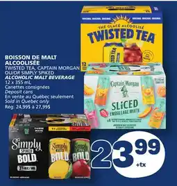 Marché Bonichoix TWISTED TEA, CAPTAIN MORGAN OR SIMPLY SPIKED ALCOHOLIC MALT BEVERAGE offer