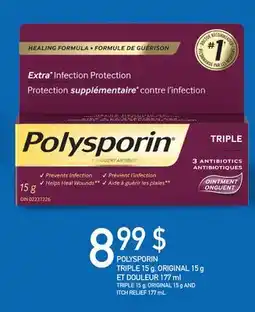 Jean Coutu POLYSPORIN TRIPLE 15 g, ORIGINAL 15 g AND ITCH RELIEF 177 mL offer