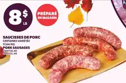 Provigo SAUCISSES DE PORC | PORK SAUSAGES offer