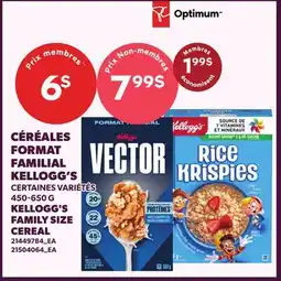 Provigo CÉRÉALES FORMAT FAMILIAL KELLOGG'S | KELLOGG'S FAMILY SIZE CEREAL offer