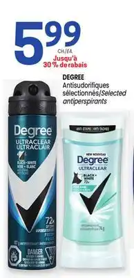 Uniprix DEGREE Antisudorifiques sélectionnés/Selected antiperspirants offer