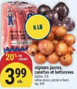 Marché Adonis oignons jaunes, carottes et betteraves offer