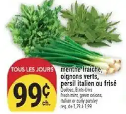 Marché Adonis menthe fraiche, oignons verts, persil italien ou frisé offer