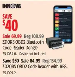 Canadian Tire Innova 3210RS OBD2 Bluetooth Code Reader Dongle offer