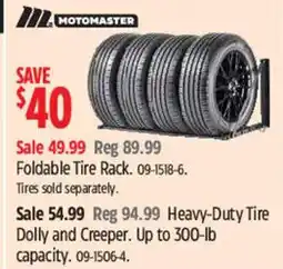 Canadian Tire Motomaster foldable tire rack offer