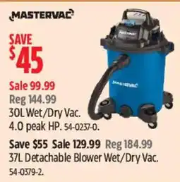 Canadian Tire Mastervac 30L Wet/Dry Vac offer