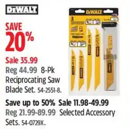Canadian Tire DeWalt reciprocating saw blade set offer