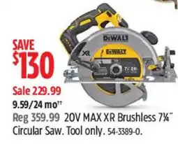Canadian Tire DeWalt 20V MAX XR Brushless 7" Circular Saw offer