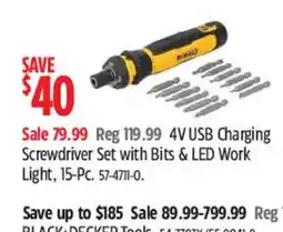 Canadian Tire DeWalt 4V USB Charging Screwdriver Set with Bits and LED Work Light, 15-Pc offer