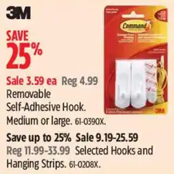 Canadian Tire 3M Command Removable Self-Adhesive Hook offer