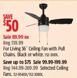 Canadian Tire Ceiling Fan with Pull Chains. Black or white. 152-301X. offer