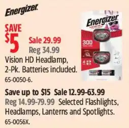 Canadian Tire Energizer Vision HD Headlamp offer