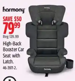 Canadian Tire harmony high-back booster car seat with latch offer