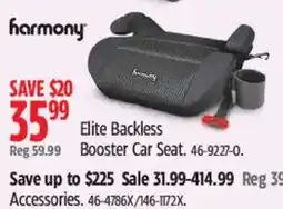 Canadian Tire harmony elite backless booster car seat offer