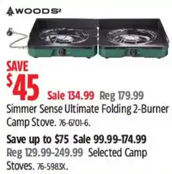 Canadian Tire Woods simmer sense ultimate folding 2-burner camp stove offer