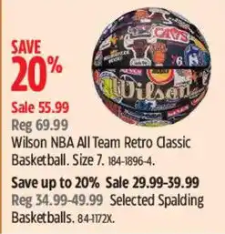 Canadian Tire Wilson NBA All Team Retro Classic Basketball offer