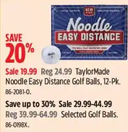 Canadian Tire TaylorMade Noodle Easy Distance Golf Balls offer