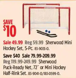 Canadian Tire Sherwood Mini Hockey Set offer