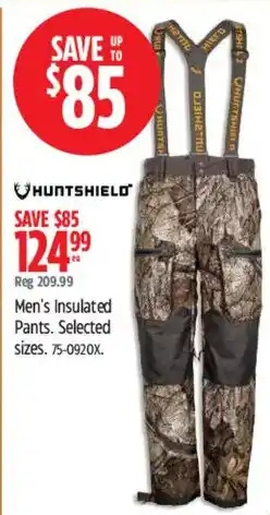 Canadian Tire Huntshield men's insulated pants offer