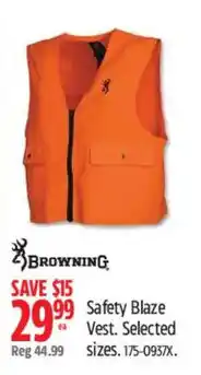 Canadian Tire Browning Safety Blaze Vest offer