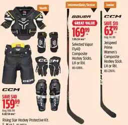 Canadian Tire Bauer selected vapor fly40 composite hockey sticks offer