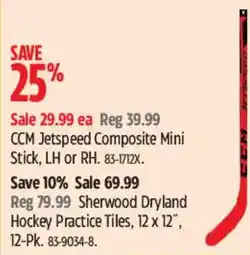 Canadian Tire ccm jetspeed composite mini stick offer