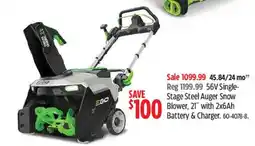 Canadian Tire Ego 56V Single-Stage Steel Auger Snow Blower offer