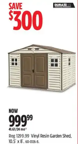 Canadian Tire Duramax Vinyl Resin Garden Shed offer