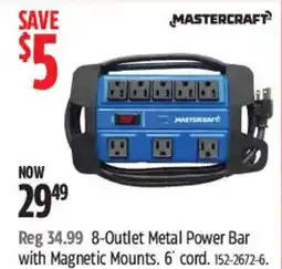 Canadian Tire Mastercraft 8-outlet metal power bar offer