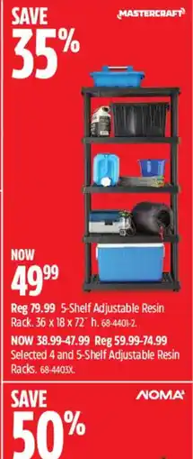 Canadian Tire Mastercraft 5-Shelf Adjustable Resin Rack offer