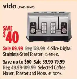 Canadian Tire vida paderno 4-slice digital stainless-steel toaster offer