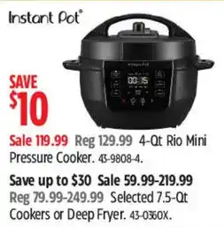 Canadian Tire Instant Pot 4-Qt Rio Mini Pressure Cooker offer