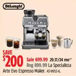 Canadian Tire DeLonghi Arte Evo Espresso Maker offer
