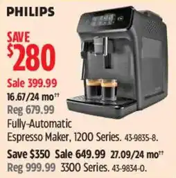 Canadian Tire Philips Fully-Automatic Espresso Maker, 1200 Series offer