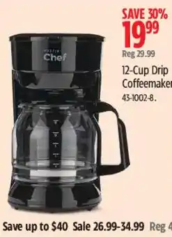 Canadian Tire Chef 12-Cup Drip Coffeemaker offer
