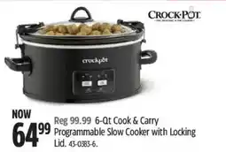 Canadian Tire Crock Pot 6-Qt Cook & Carry Programmable Slow Cooker with Locking Lid offer
