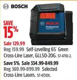 Canadian Tire Bosch self-leveling 65 green cross-line laser offer