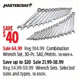 Canadian Tire Mastercraft combination wrench set 30-pc sae/metric offer