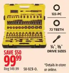 Canadian Tire 122-pc 72 teeth drive sizes offer