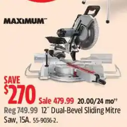 Canadian Tire Maximum 12" Dual-Bevel Sliding Mitre Saw offer