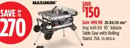 Canadian Tire Maximum Jobsite Table Saw with Rolling Stand offer