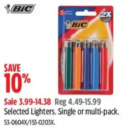 Canadian Tire Bic selected lighters offer