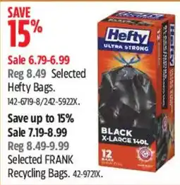 Canadian Tire Hefty ultra strong black x-large recycling bags offer
