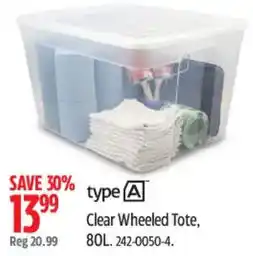 Canadian Tire type A Clear Wheeled Tote offer