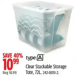 Canadian Tire type A Clear Stackable Storage Tote offer