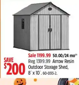 Canadian Tire Arrow Resin Outdoor Storage Shed offer